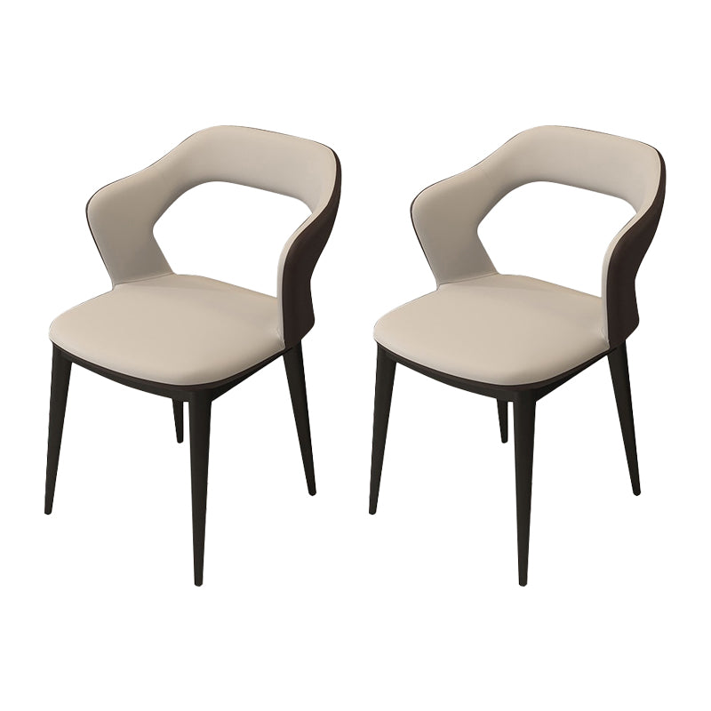Modern Arm Chair Leather Open Back Dining Chair for Living Room