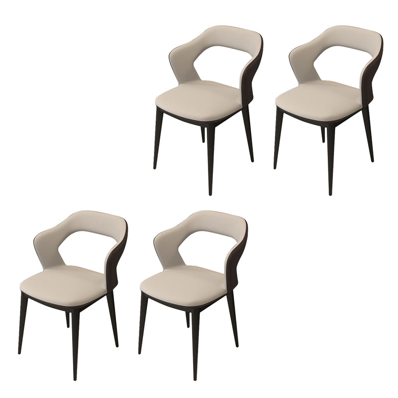 Modern Arm Chair Leather Open Back Dining Chair for Living Room