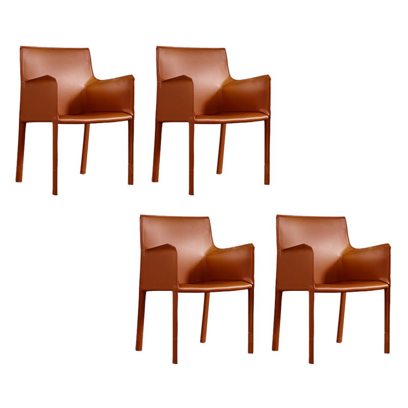 Modern Arm Chair Leather Indoor Dining Chair with Metal Base