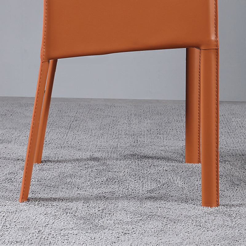 Modern Arm Chair Leather Indoor Dining Chair with Metal Base