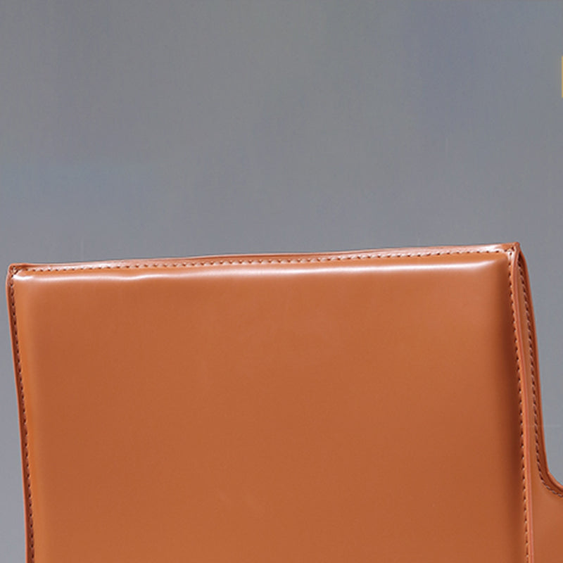 Modern Arm Chair Leather Indoor Dining Chair with Metal Base