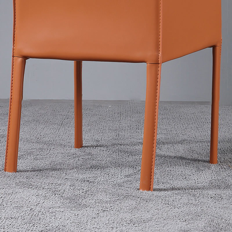 Modern Arm Chair Leather Indoor Dining Chair with Metal Base