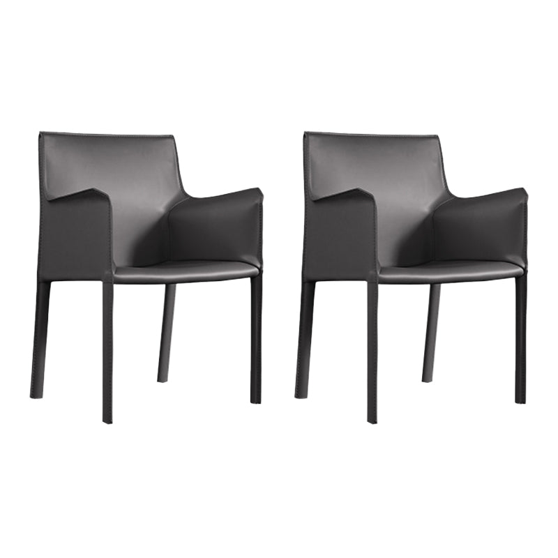 Modern Arm Chair Leather Indoor Dining Chair with Metal Base