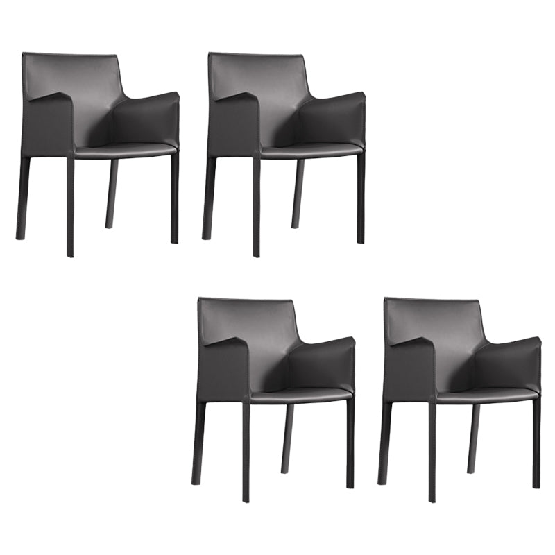 Modern Arm Chair Leather Indoor Dining Chair with Metal Base