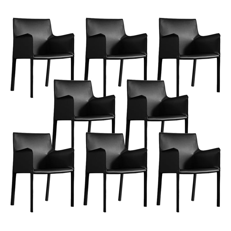 Modern Arm Chair Leather Indoor Dining Chair with Metal Base