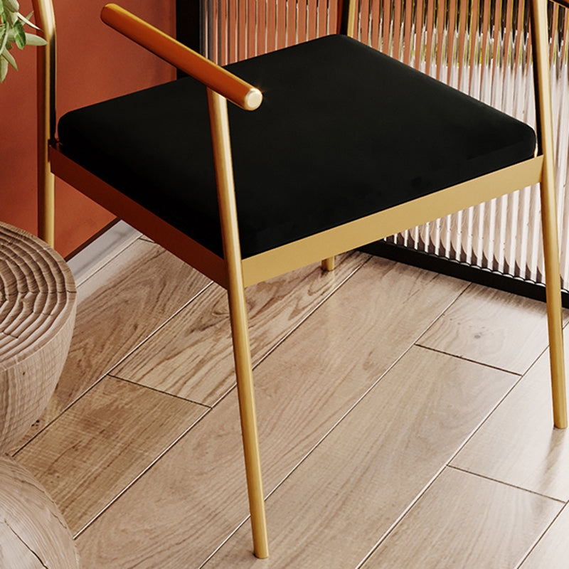 Velvet Armless Dining Chairs Industrial Indoor Open Back Chair