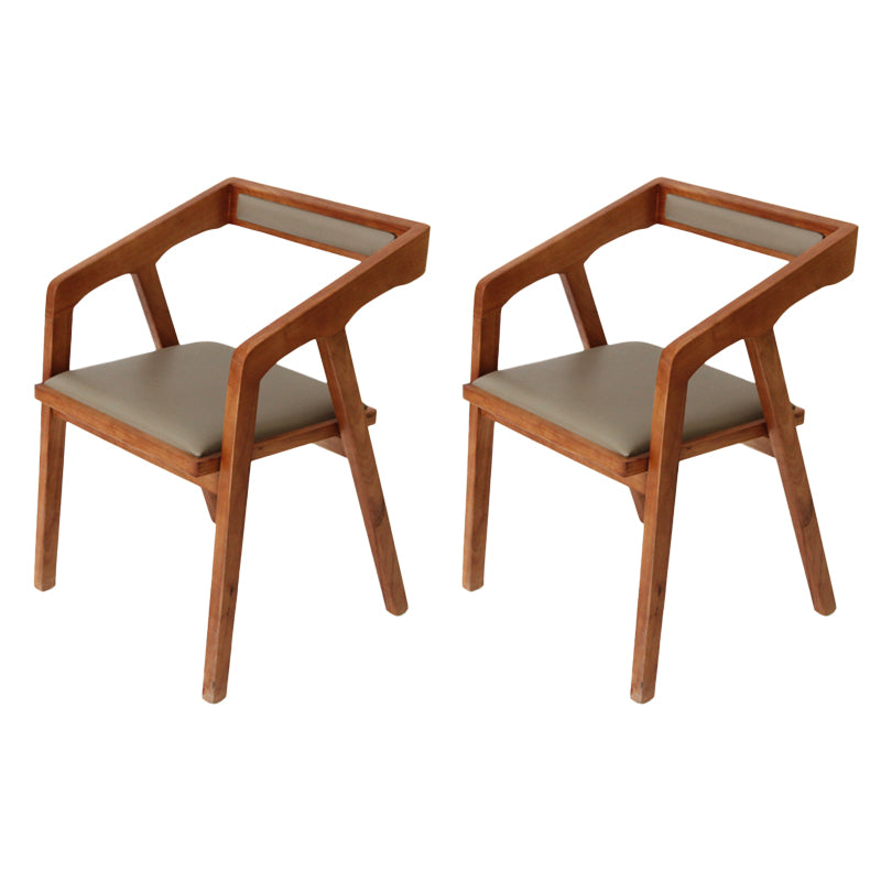 Home Indoor Dining Chair Pine Solid Wood Open Back Arm Chair