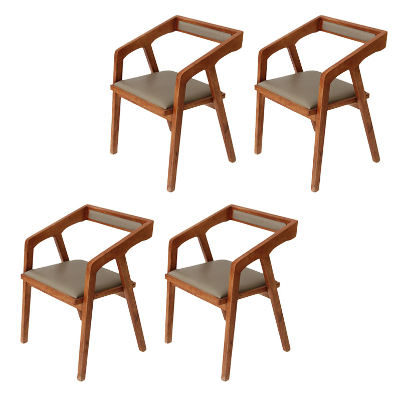 Home Indoor Dining Chair Pine Solid Wood Open Back Arm Chair