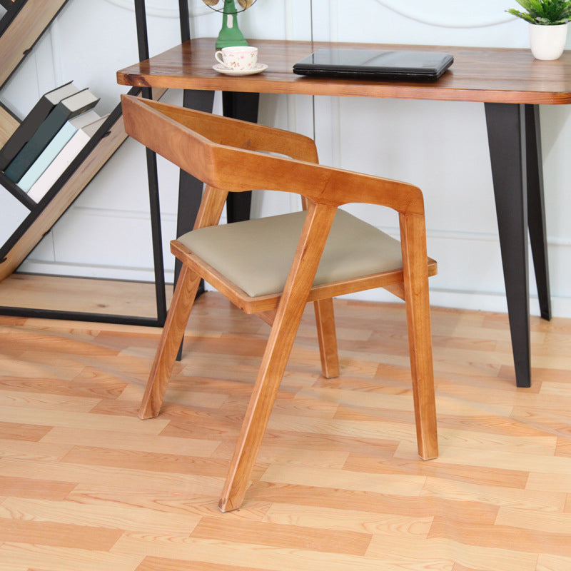 Home Indoor Dining Chair Pine Solid Wood Open Back Arm Chair