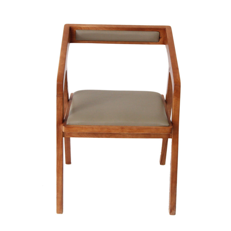 Home Indoor Dining Chair Pine Solid Wood Open Back Arm Chair