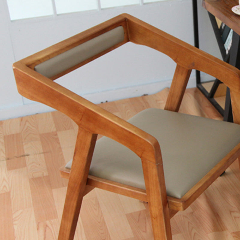 Home Indoor Dining Chair Pine Solid Wood Open Back Arm Chair