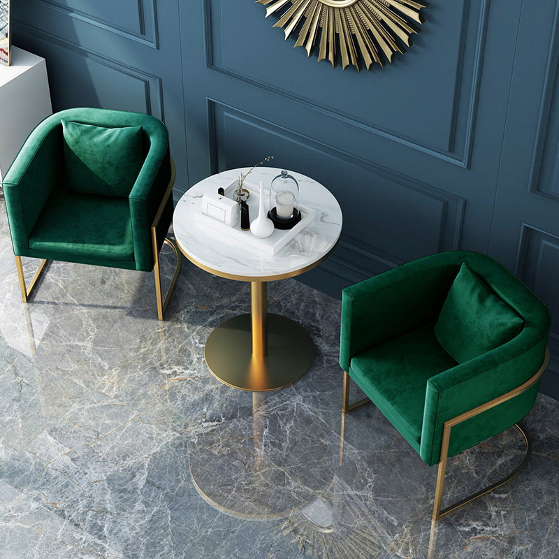 Modern Parsons Arm Chair Velvet Gold Base Dining Chair for Dining Room