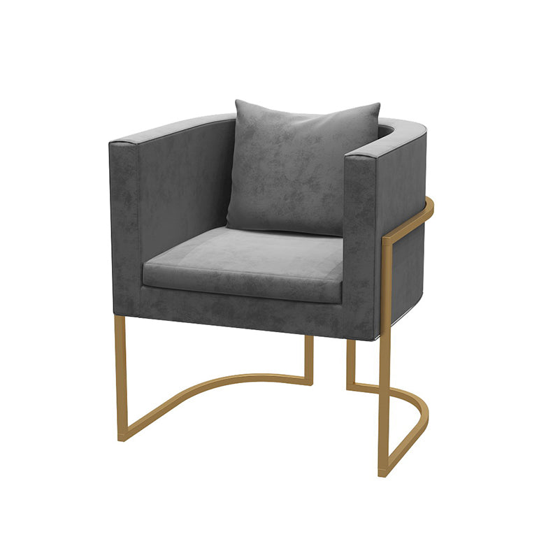 Modern Parsons Arm Chair Velvet Gold Base Dining Chair for Dining Room