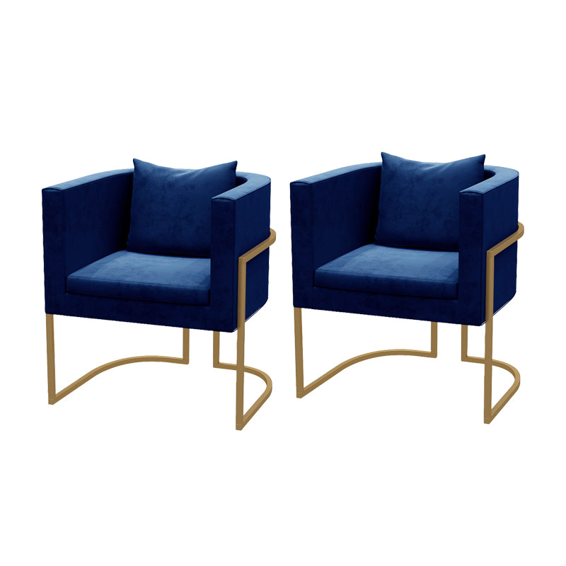 Modern Parsons Arm Chair Velvet Gold Base Dining Chair for Dining Room