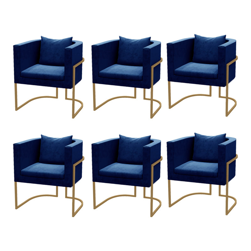 Modern Parsons Arm Chair Velvet Gold Base Dining Chair for Dining Room