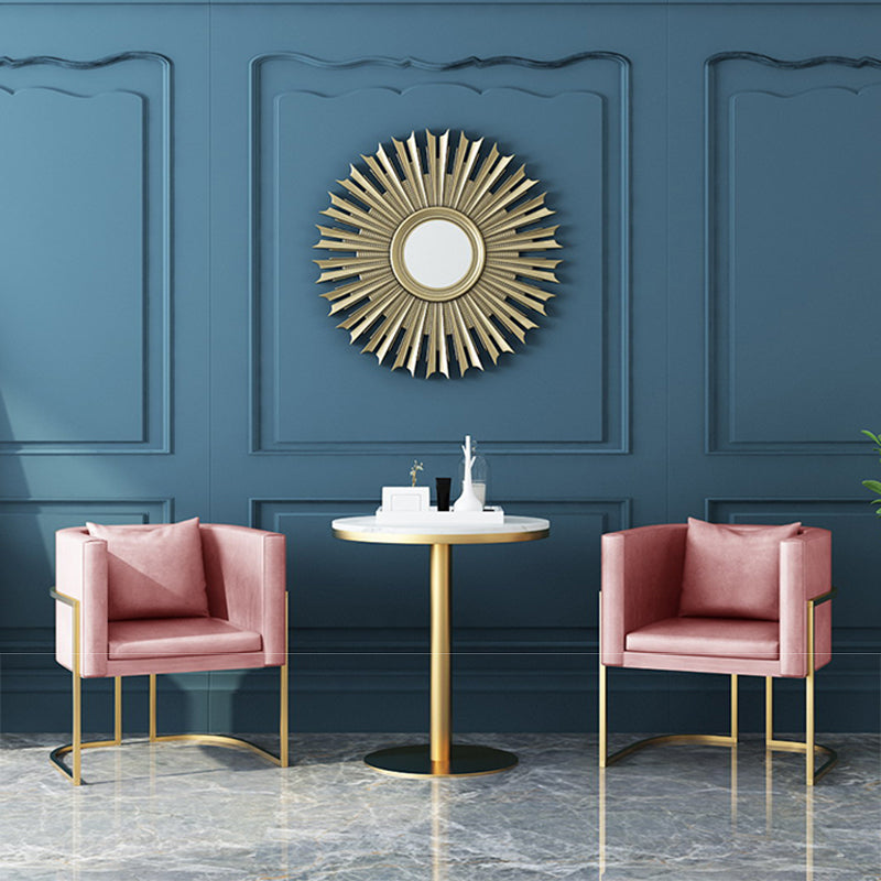 Modern Parsons Arm Chair Velvet Gold Base Dining Chair for Dining Room