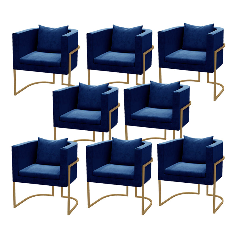 Modern Parsons Arm Chair Velvet Gold Base Dining Chair for Dining Room