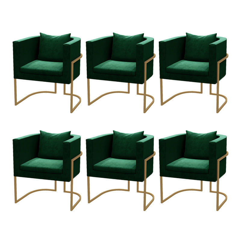 Modern Parsons Arm Chair Velvet Gold Base Dining Chair for Dining Room