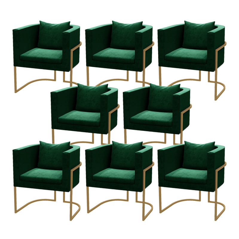 Modern Parsons Arm Chair Velvet Gold Base Dining Chair for Dining Room
