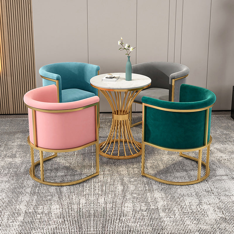 Parsons Arm Chair Velvet Gold Base Dining Chair for Dining Room