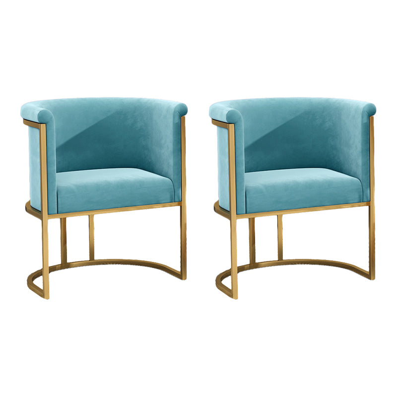 Parsons Arm Chair Velvet Gold Base Dining Chair for Dining Room