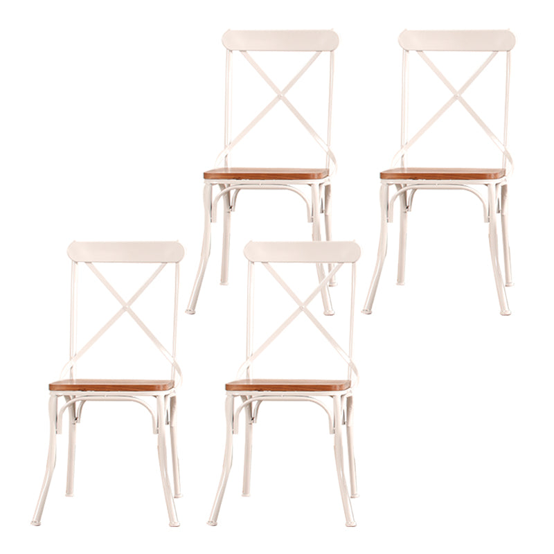 Industrial Cross Back Side Chair Metal Dining Armless Indoor Chair