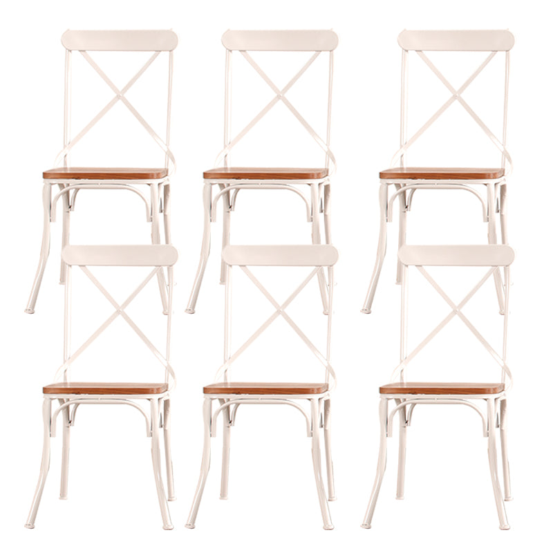 Industrial Cross Back Side Chair Metal Dining Armless Indoor Chair