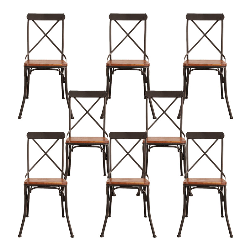 Industrial Cross Back Side Chair Metal Dining Armless Indoor Chair