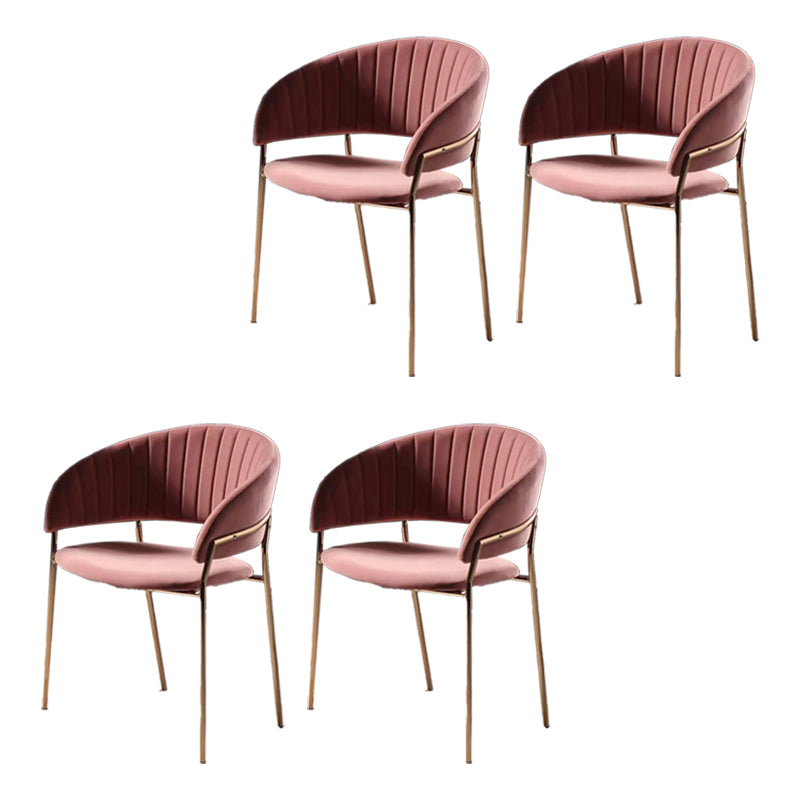 Glam Home Kitchen Dining Chair Velvet Upholstered Open Back Arm Chair