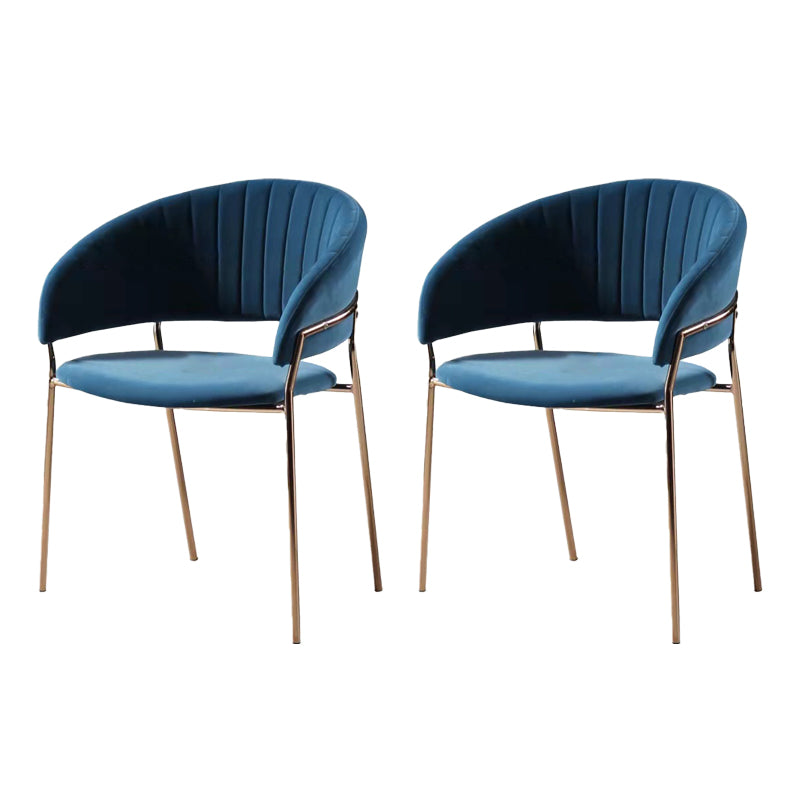 Glam Home Kitchen Dining Chair Velvet Upholstered Open Back Arm Chair