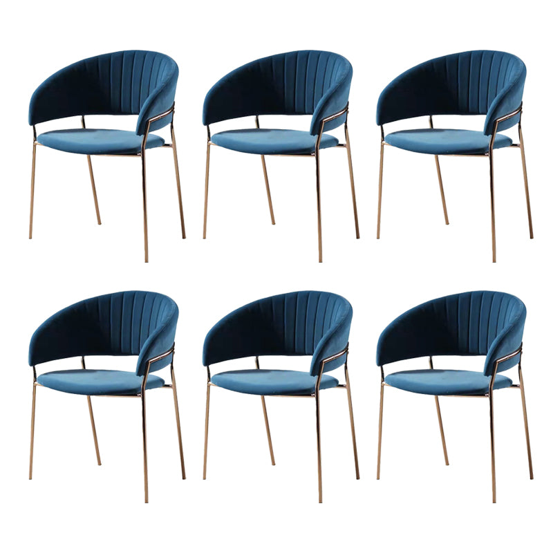 Glam Home Kitchen Dining Chair Velvet Upholstered Open Back Arm Chair