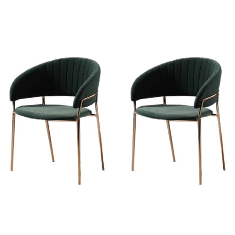 Glam Home Kitchen Dining Chair Velvet Upholstered Open Back Arm Chair