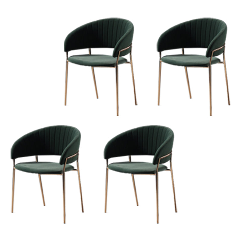 Glam Home Kitchen Dining Chair Velvet Upholstered Open Back Arm Chair