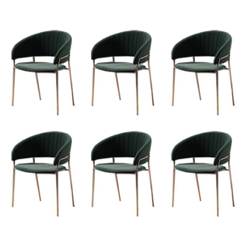 Glam Home Kitchen Dining Chair Velvet Upholstered Open Back Arm Chair