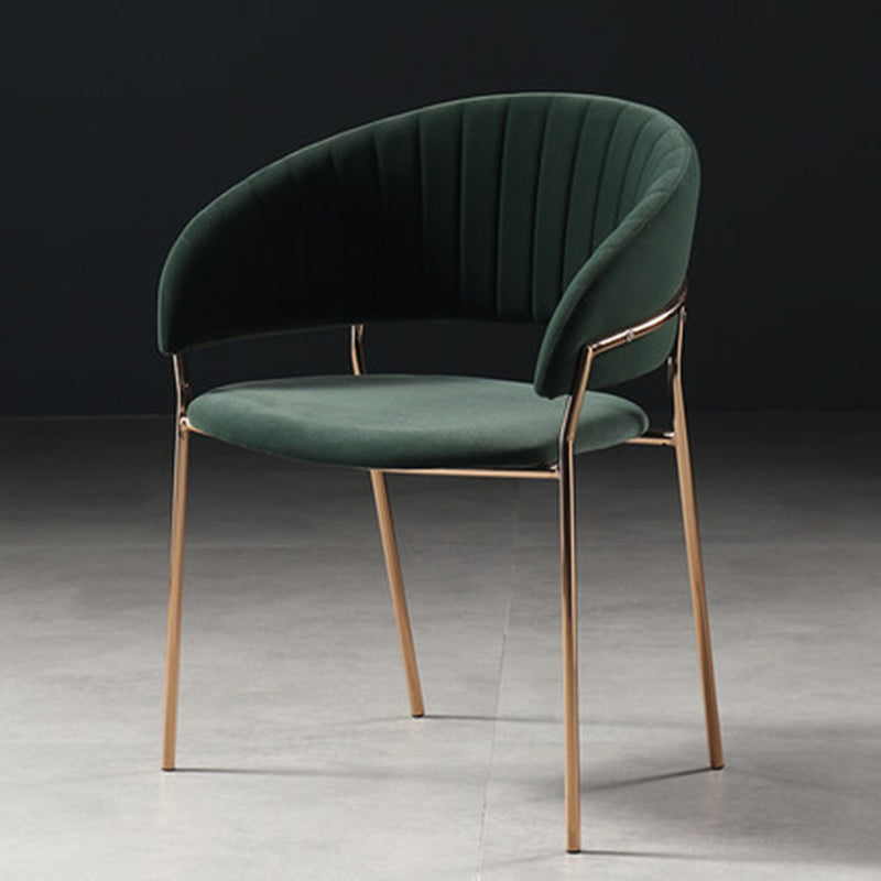 Glam Home Kitchen Dining Chair Velvet Upholstered Open Back Arm Chair