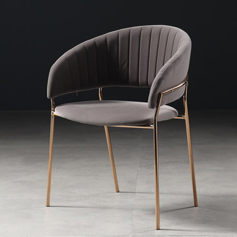 Glam Home Kitchen Dining Chair Velvet Upholstered Open Back Arm Chair