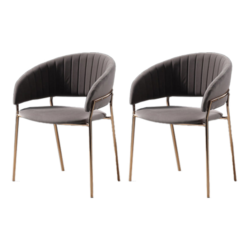 Glam Home Kitchen Dining Chair Velvet Upholstered Open Back Arm Chair