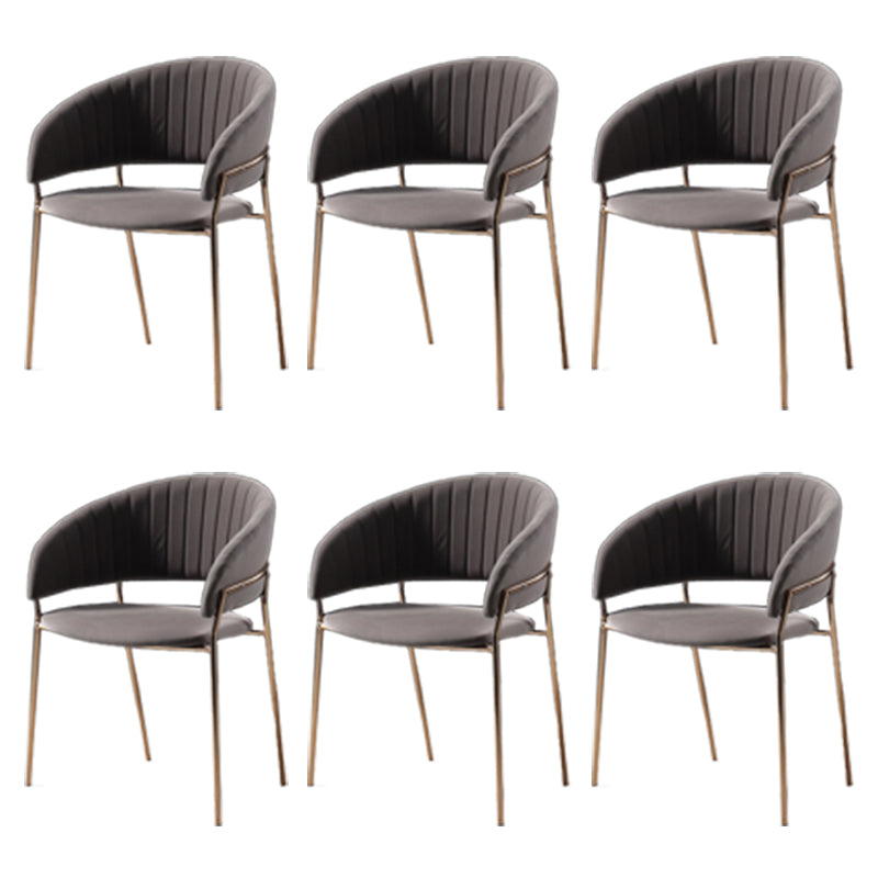 Glam Home Kitchen Dining Chair Velvet Upholstered Open Back Arm Chair