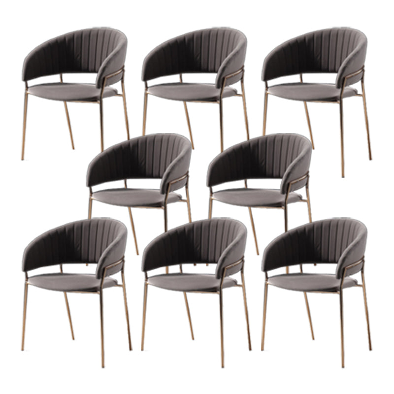 Glam Home Kitchen Dining Chair Velvet Upholstered Open Back Arm Chair