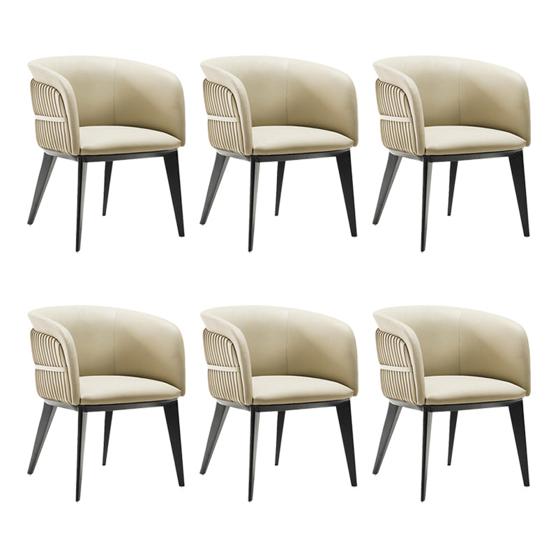 Parsons Arm Chair Leather Wooden Base Dining Chair for Dining Room