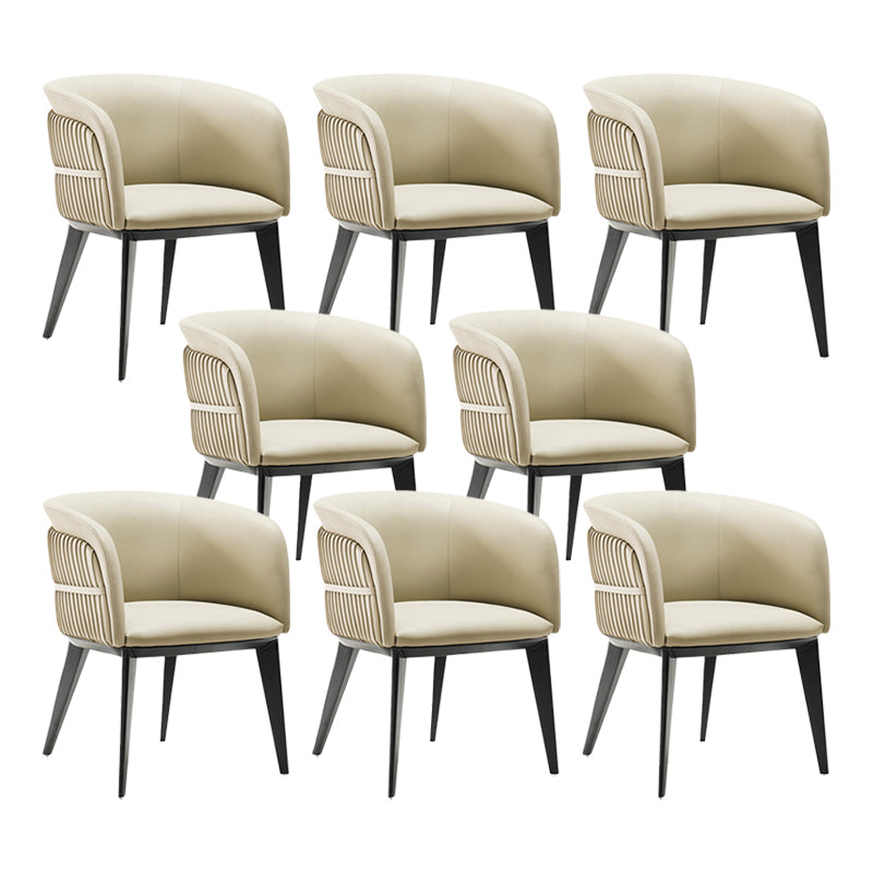 Parsons Arm Chair Leather Wooden Base Dining Chair for Dining Room