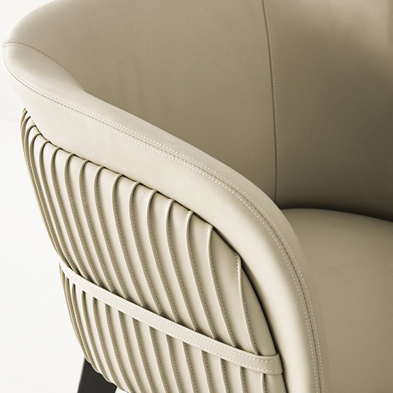 Parsons Arm Chair Leather Wooden Base Dining Chair for Dining Room