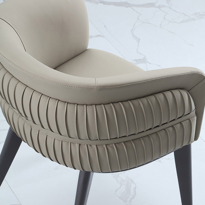 Parsons Arm Chair Leather Wooden Base Dining Chair for Dining Room