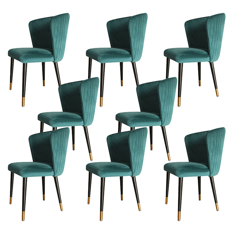 Parsons Glam Side Chair Velvet Wooden Base Dining Chair for Dining Room