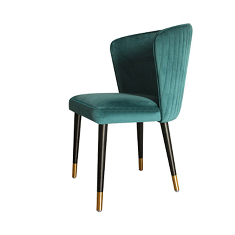 Parsons Glam Side Chair Velvet Wooden Base Dining Chair for Dining Room