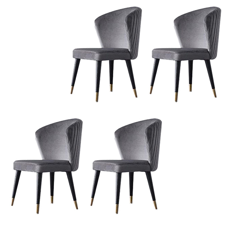 Parsons Glam Side Chair Velvet Wooden Base Dining Chair for Dining Room