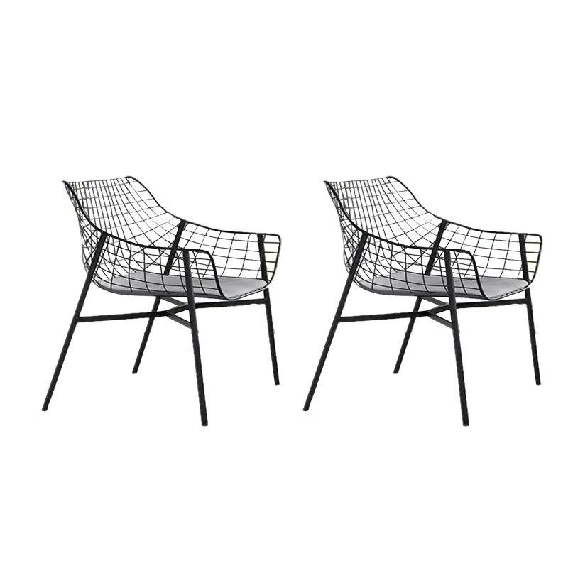 Industrial Home Patio Dining Chair Metal Slat Back in Black Chair