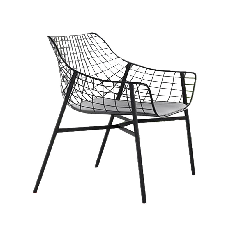 Industrial Home Patio Dining Chair Metal Slat Back in Black Chair