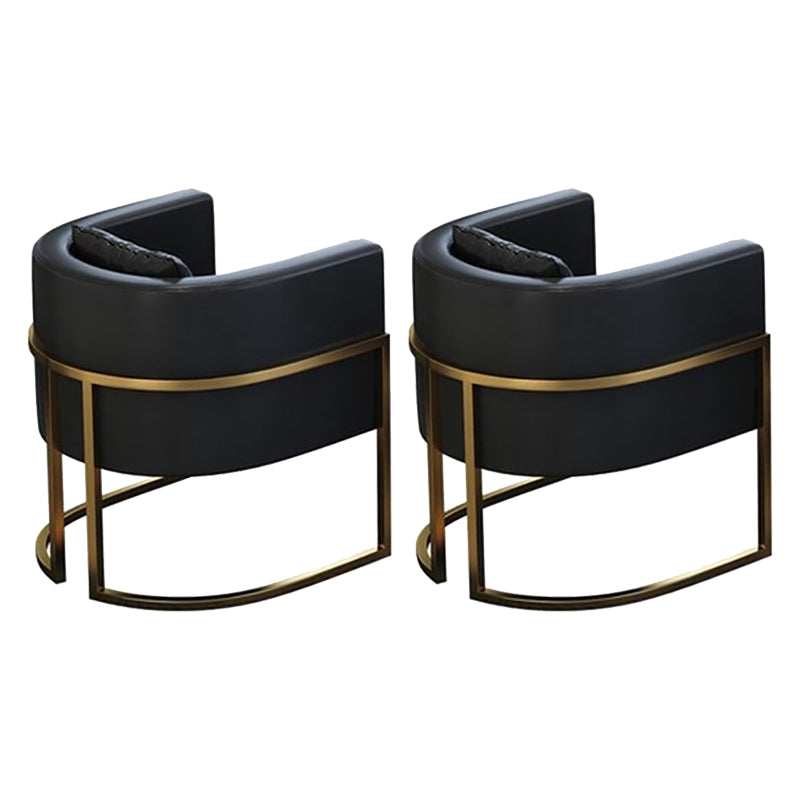 Parsons Arm Chair Leather Indoor Dining Chair with Gold Frame