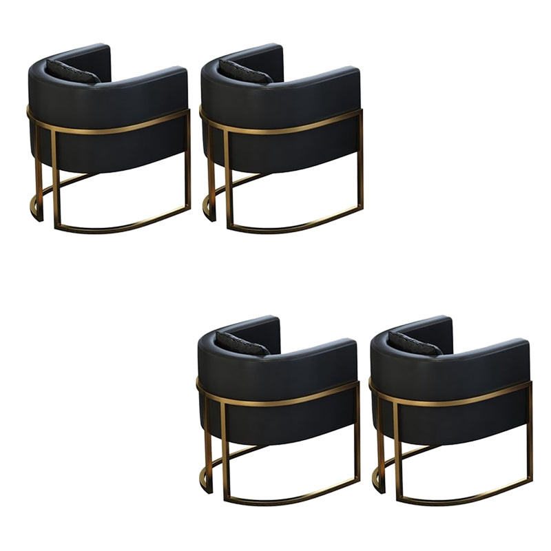 Parsons Arm Chair Leather Indoor Dining Chair with Gold Frame